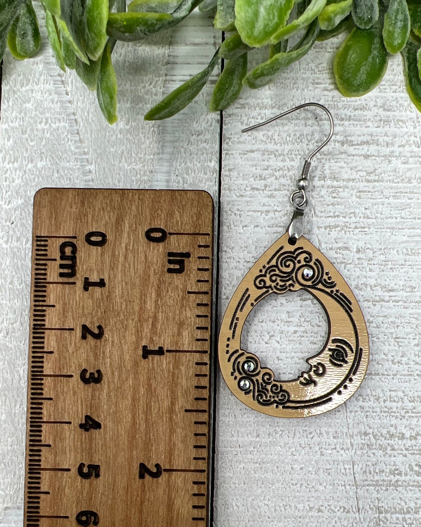 Crescent Moon Clouds Drop - Handcrafted Earrings