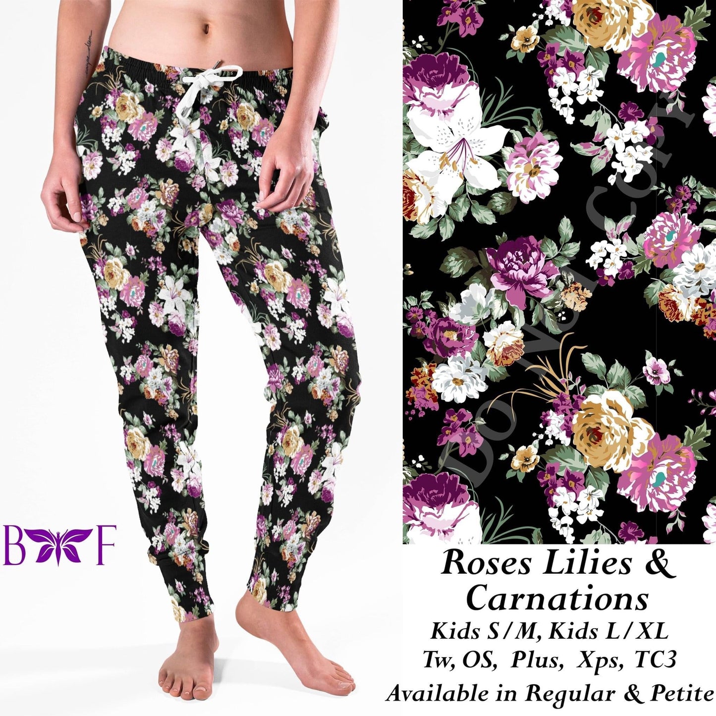 Roses Lilies & Carnations - Leggings