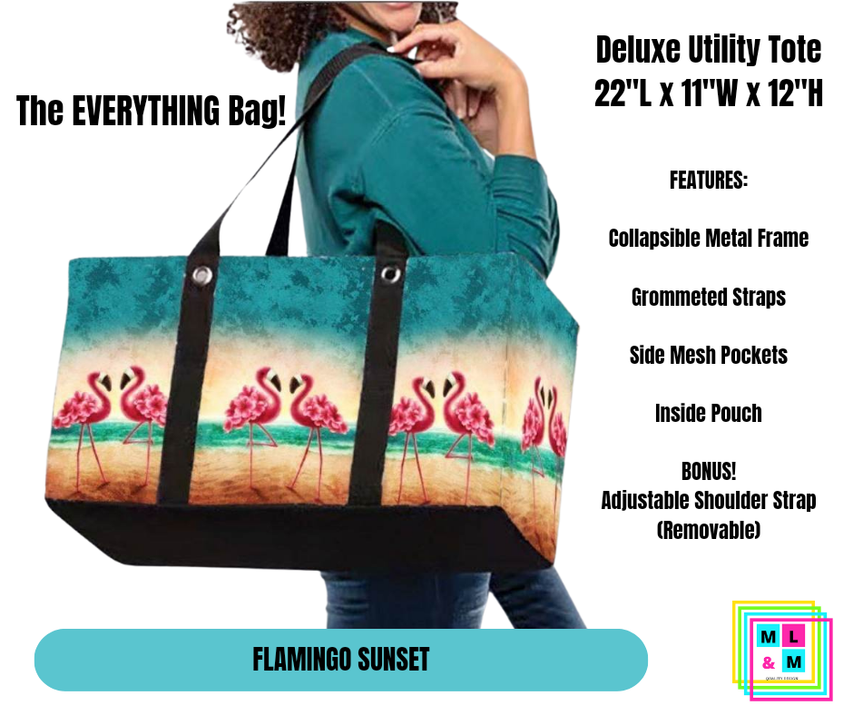 Flamingo Sunset Collapsible Tote