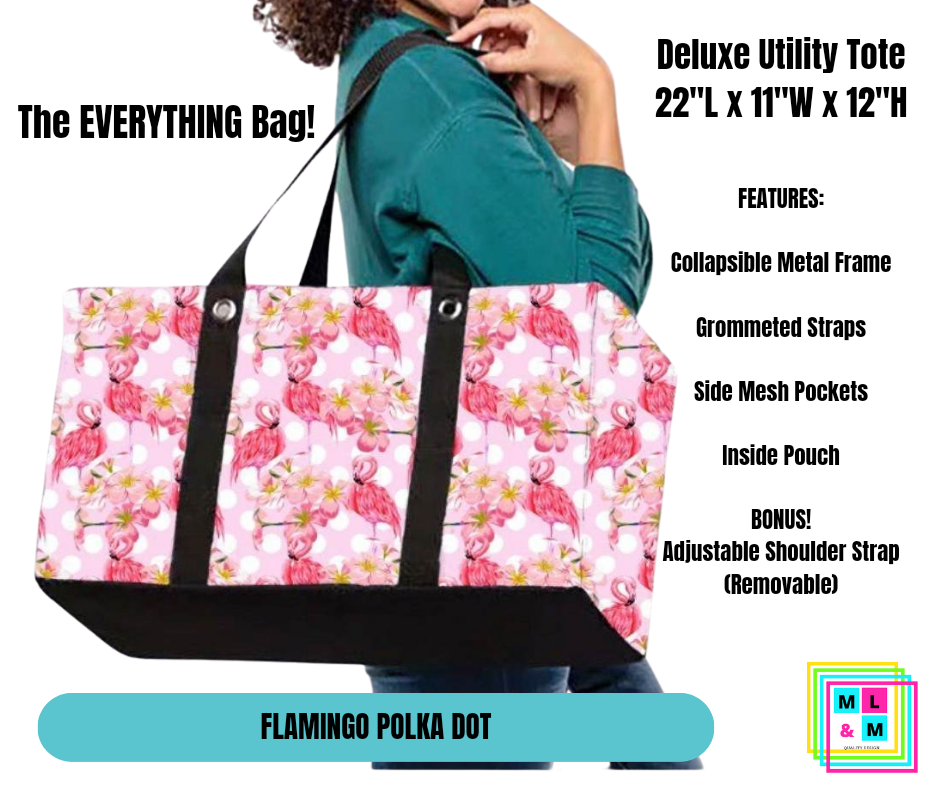 Flamingo Polka Dot Collapsible Tote