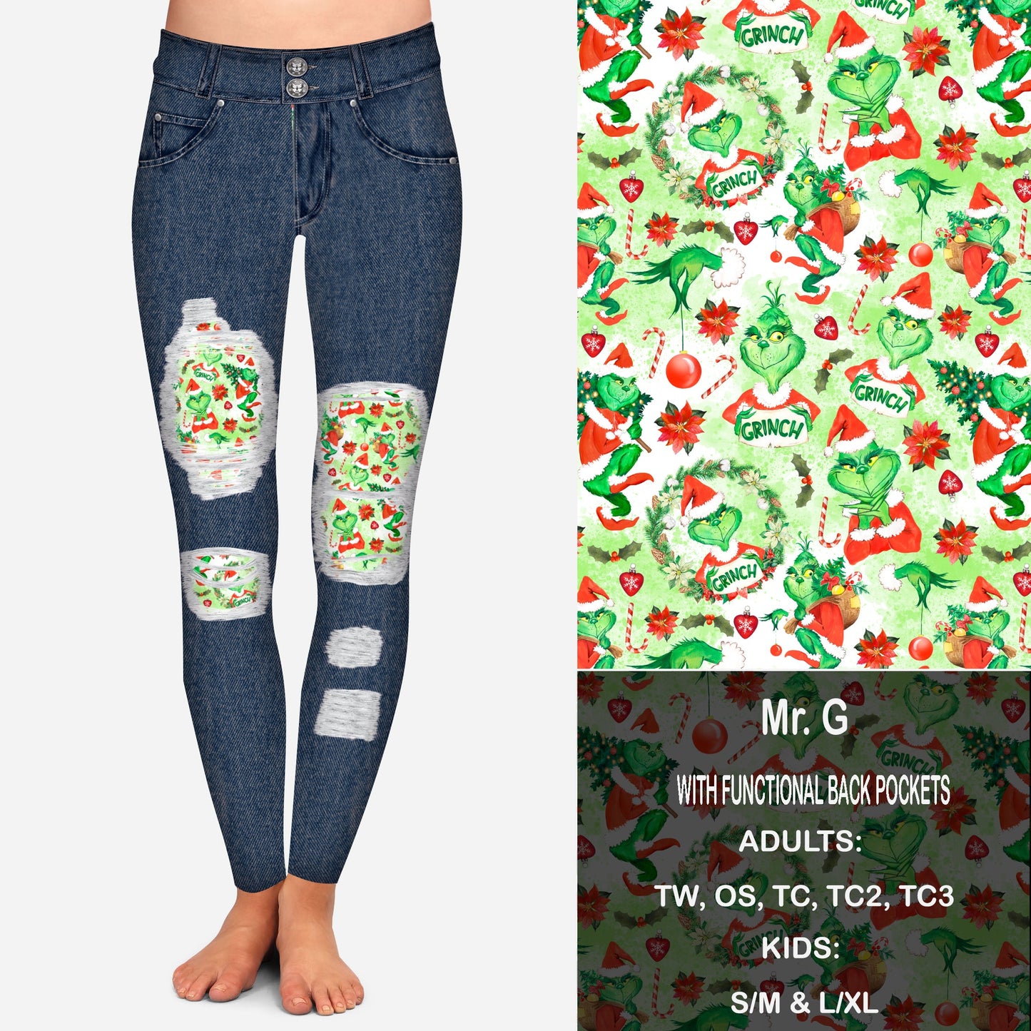 Mr G Faux Denim Peekaboo Leggings with Pockets Preorder Closes 9/18 eta Late October
