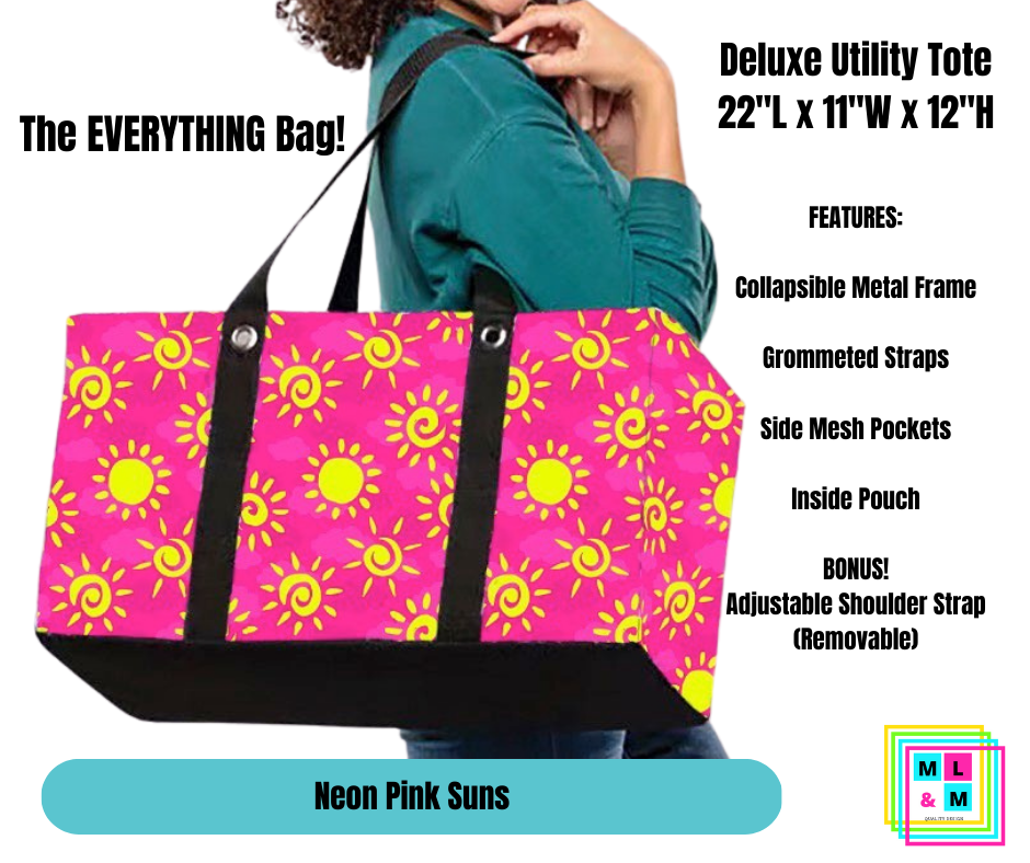 Neon Pink Suns Collapsible Tote