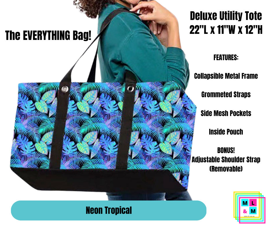 Neon Tropical Collapsible Tote