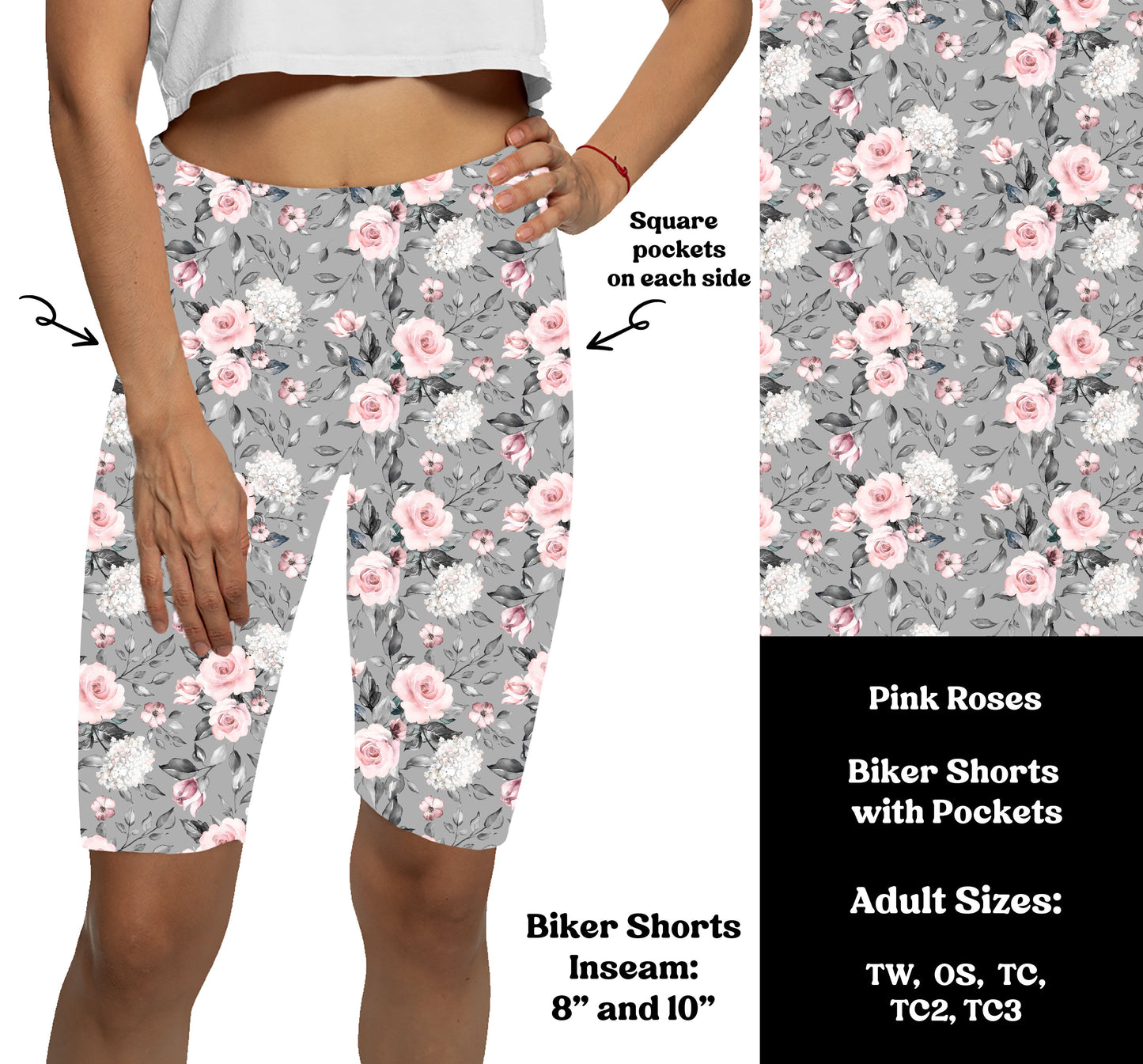 PINK ROSES - Bike Shorts with Pockets Preorder Closes 7/29