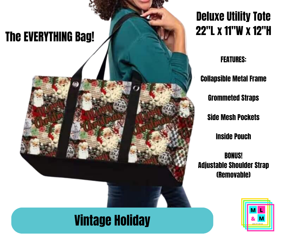 Vintage Holiday Collapsible Tote