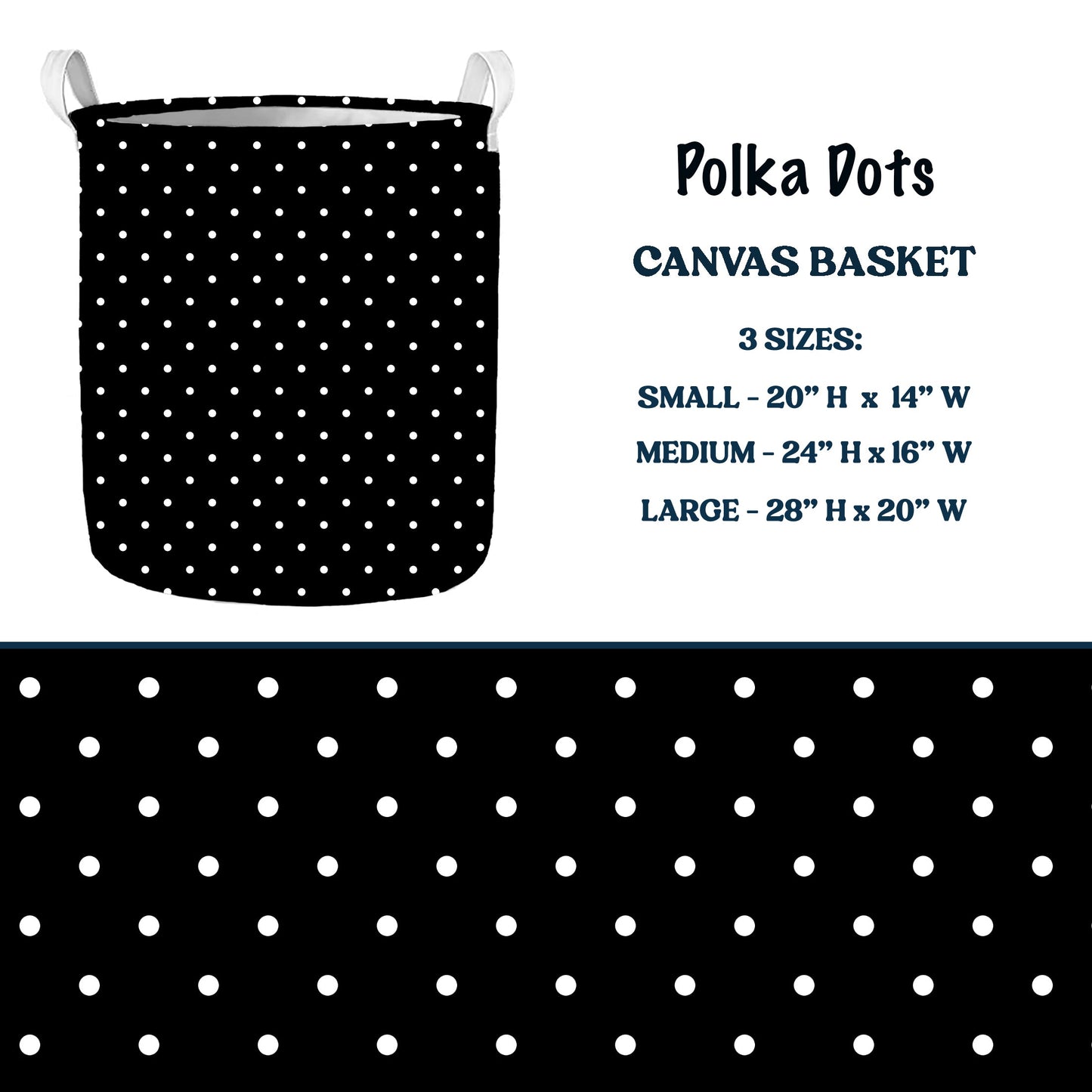 Polka Dot Multi Purpose Canvas Baskets 3 Sizes closes 7/11 eta 6/-8 weeks
