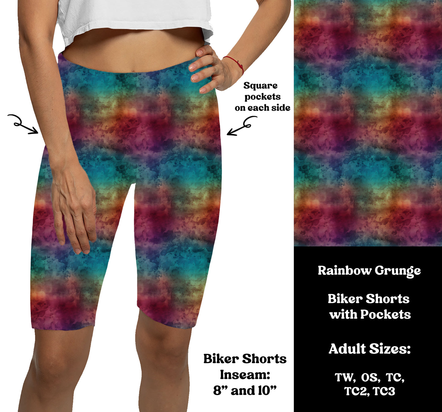 RAINBOW GRUNGE - Bike Shorts with Pockets Preorder Closes 7/29