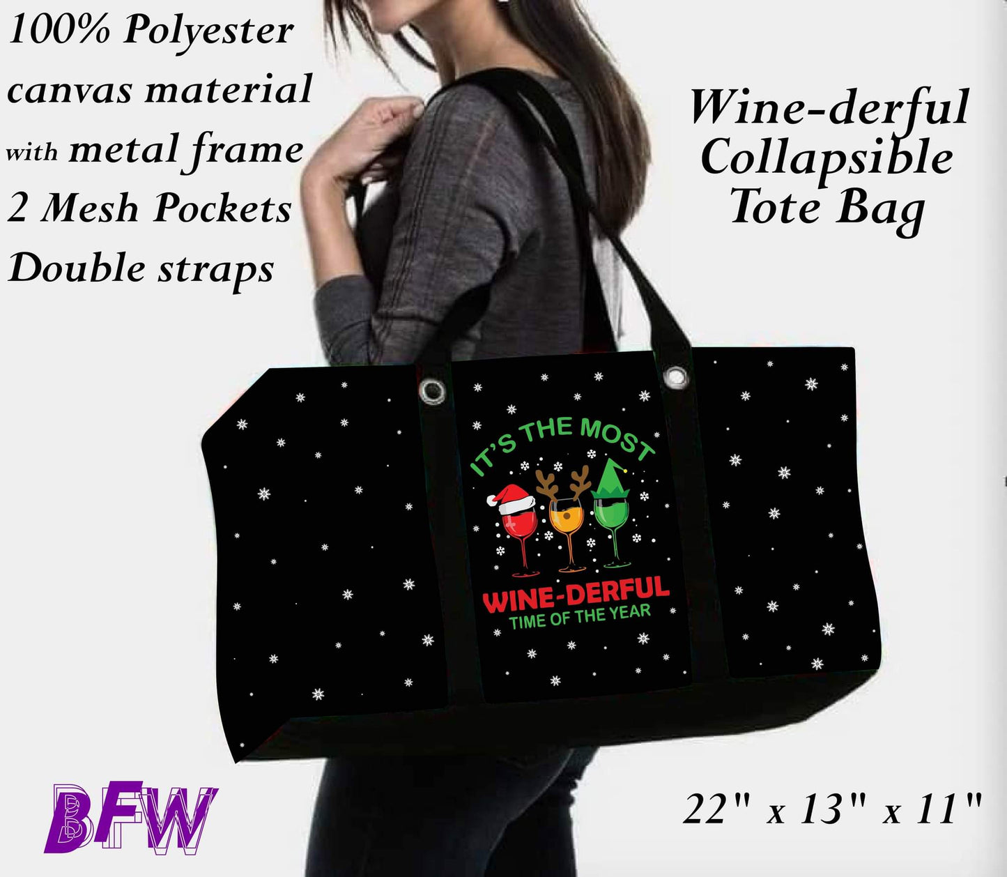 Wine-derful large tote and 2 inside mesh pockets