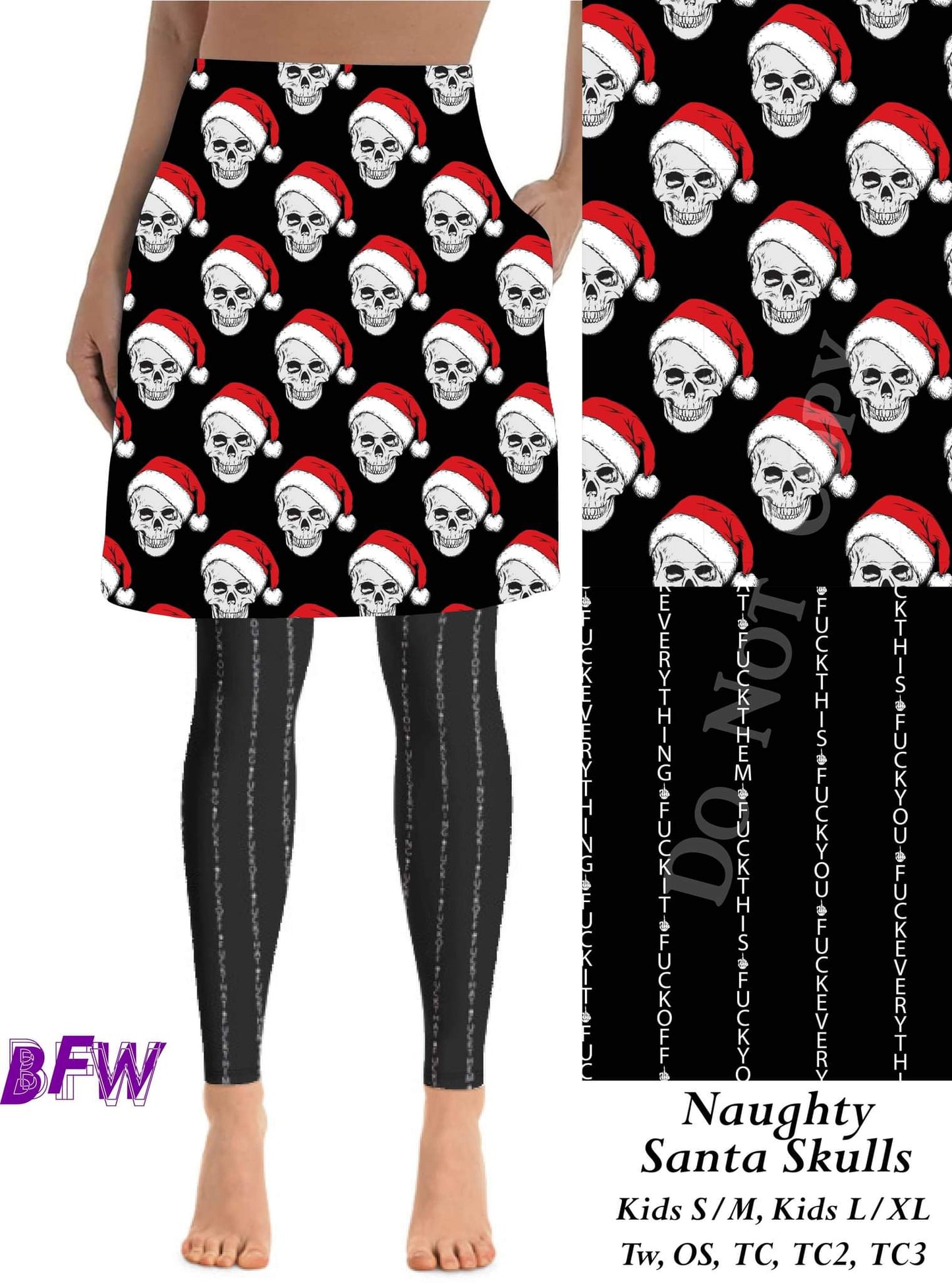 Santa Skulls skirted leggings *Explicit on leggings*