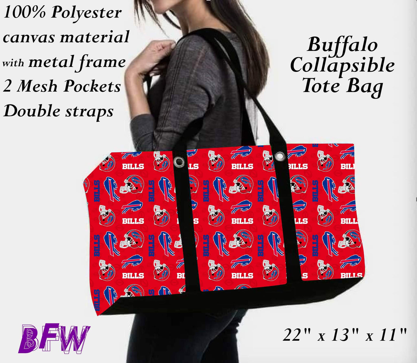 Buffalo large tote and 2 inside mesh pockets