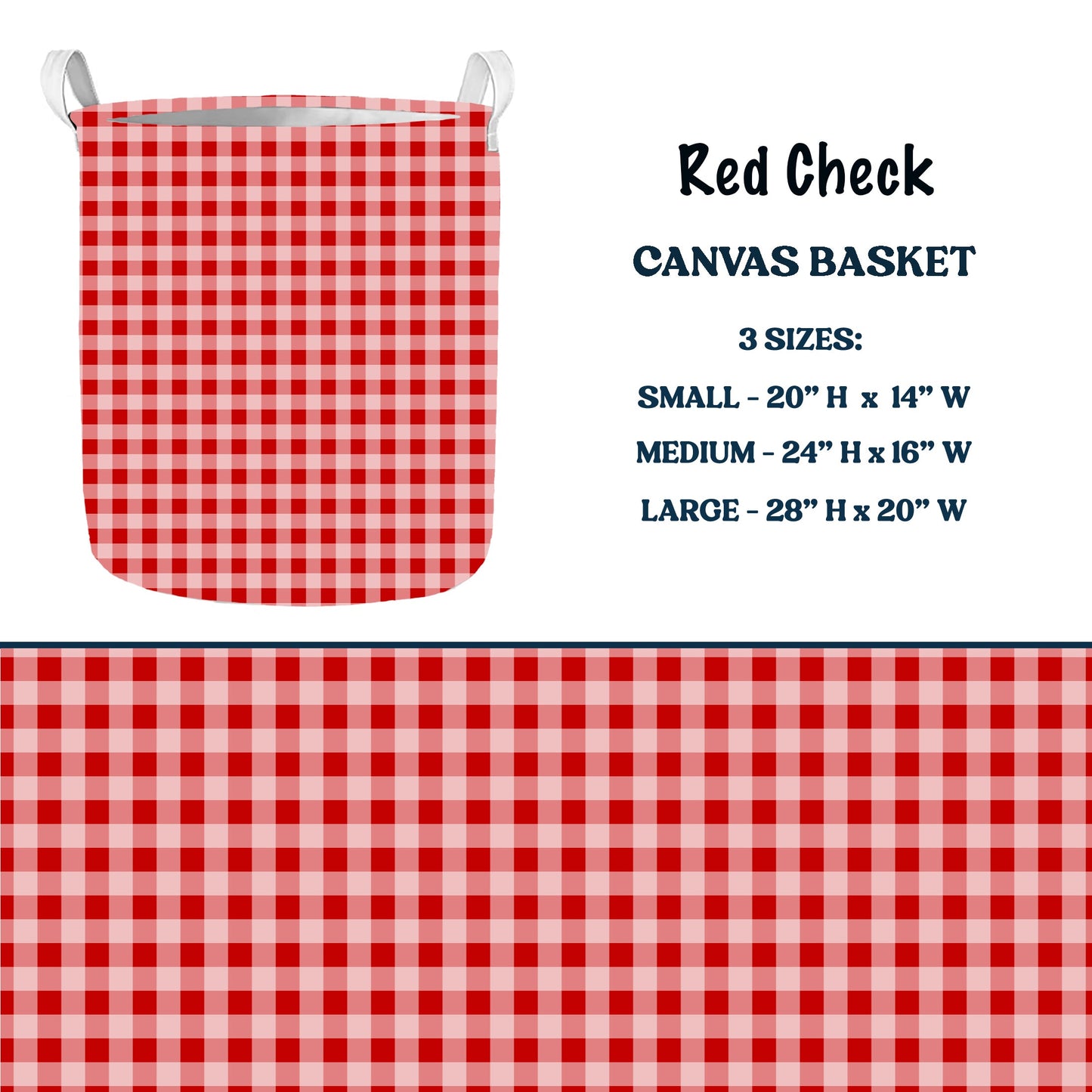 Red Check Multi Purpose Canvas Baskets 3 Sizes closes 7/11 eta 6/-8 weeks