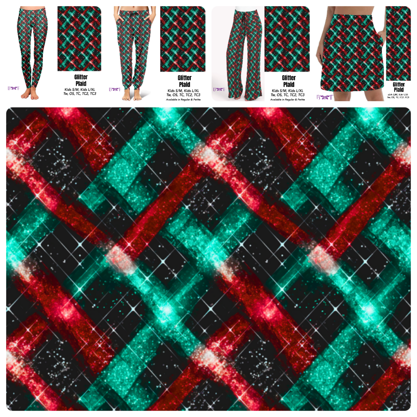 Glitter Plaid capris and skorts with pockets