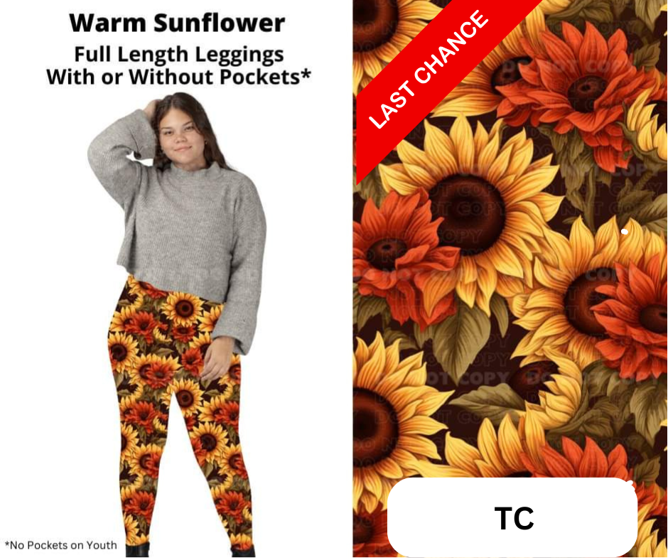 Warm Sunflower Full Length Leggings w/ Pockets