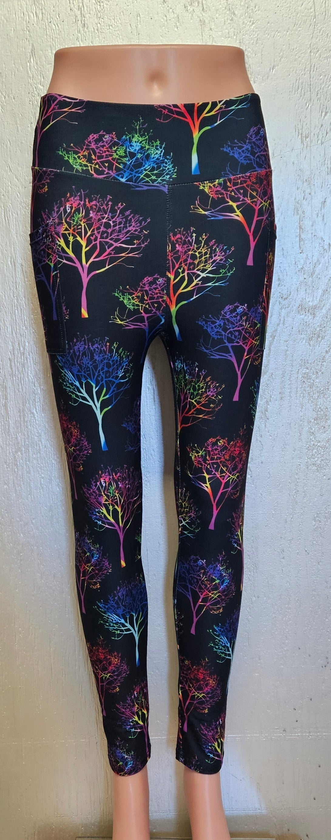 Neon Tree of Life leggings, capris and skorts with pockets