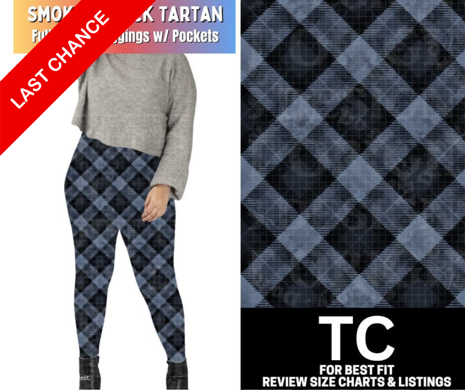 Smokey Black Tartan Full Length Leggings w/ Pockets