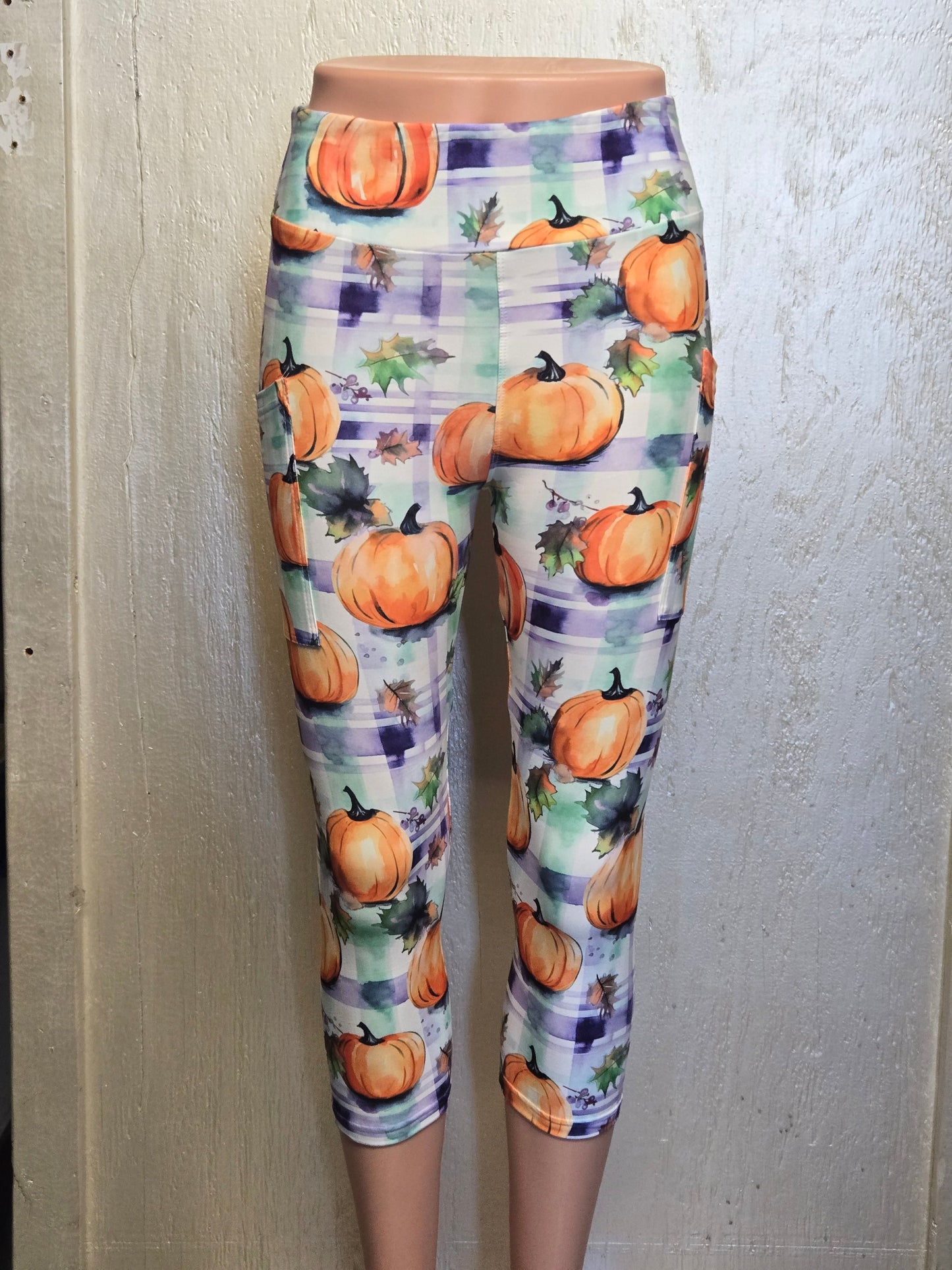 Plaid pumpkin capris and skorts with pockets