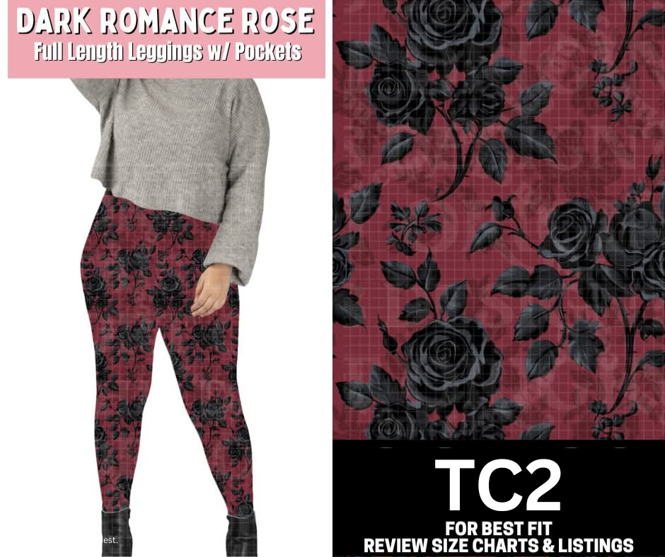 Dark Romance Rose Full Length Leggings w/ Pockets