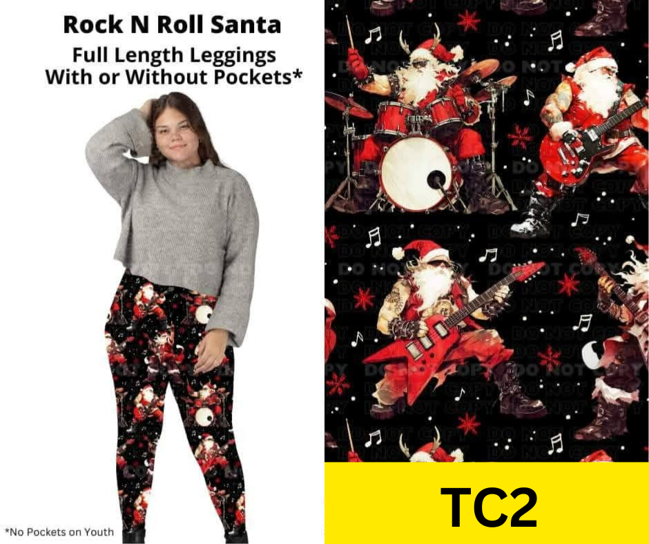 Rock n Roll Santa Full Length Leggings w/ Pockets