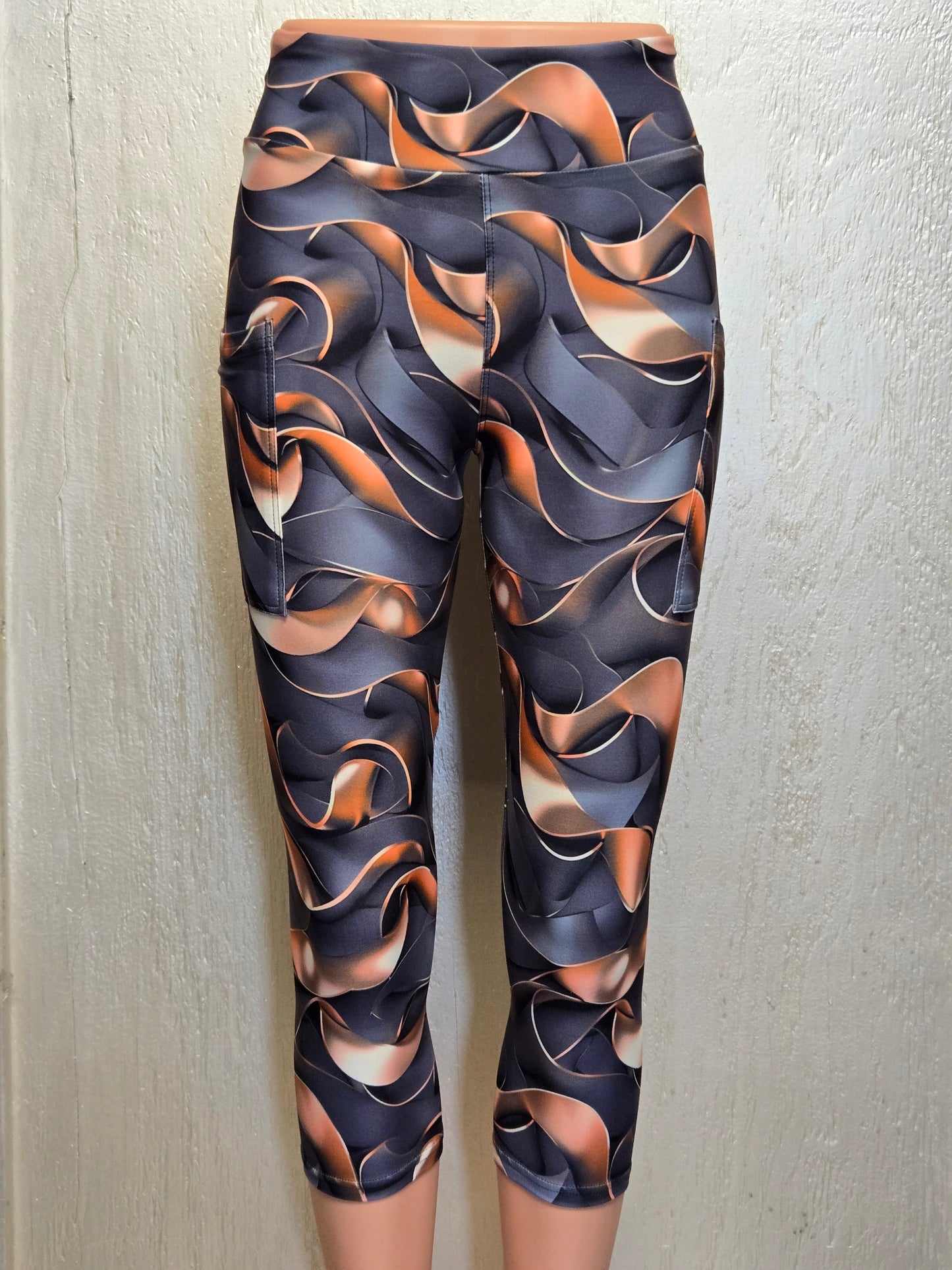 Gold and Black Swirls skorts and capris with pockets