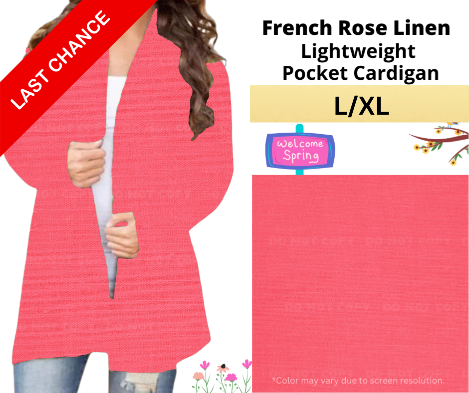 French Rose Linen Pocket Cardigan