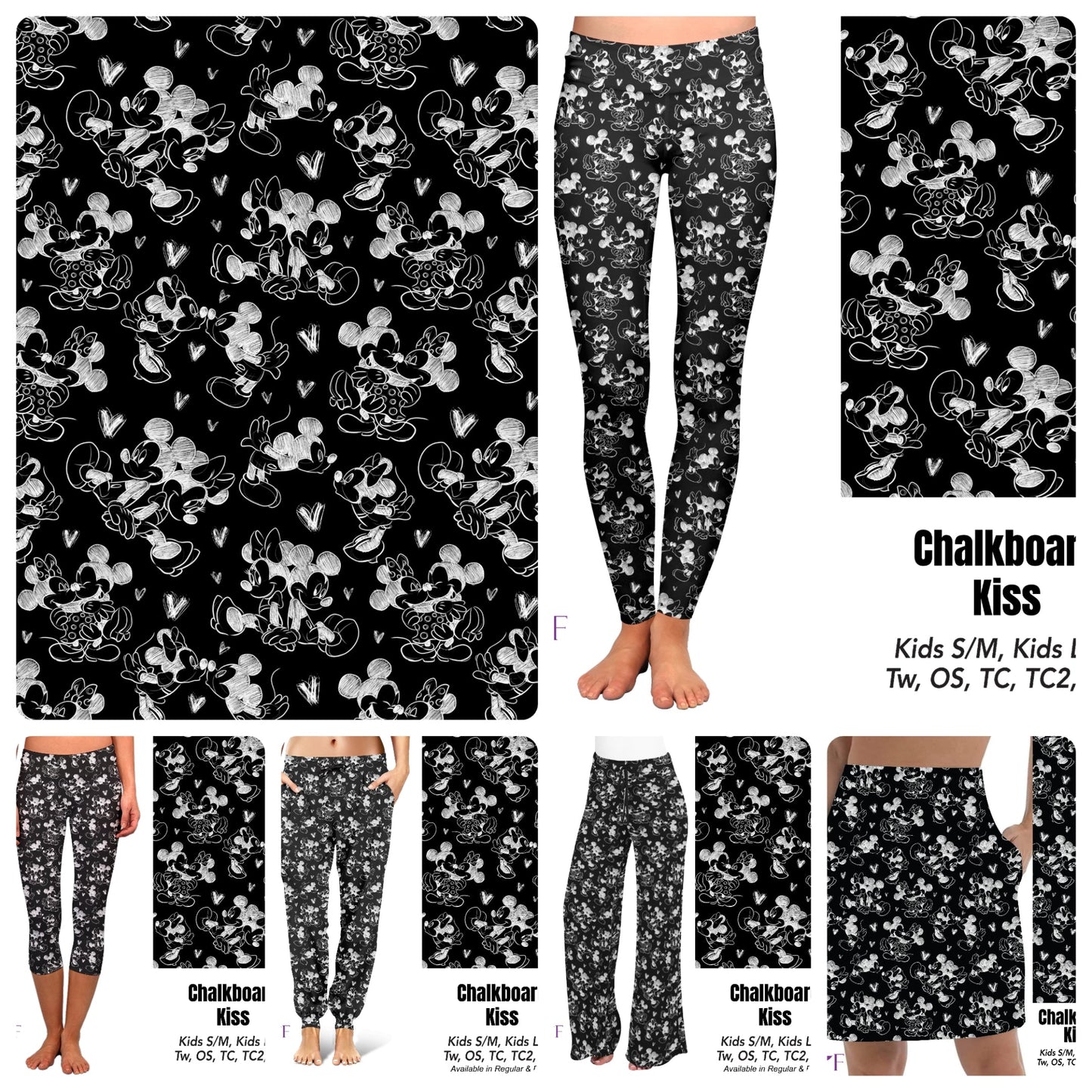 Chalkboard Kiss leggings with pockets KIDS SIZES ONLY