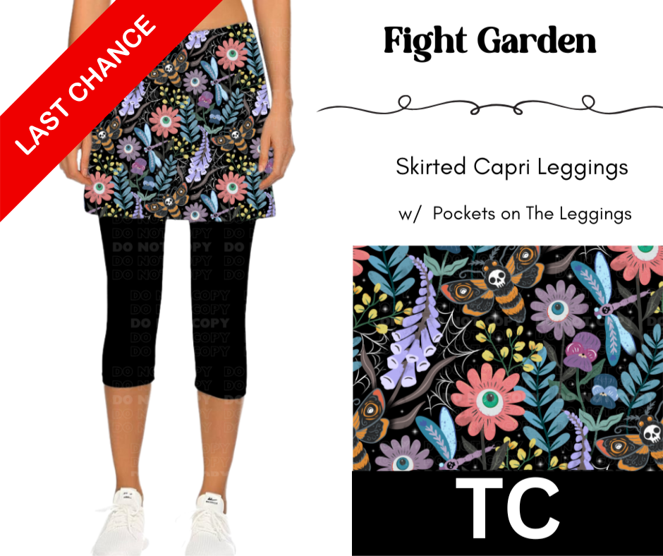 Fright Garden Skirted Capri Length Leggings w/ Pockets