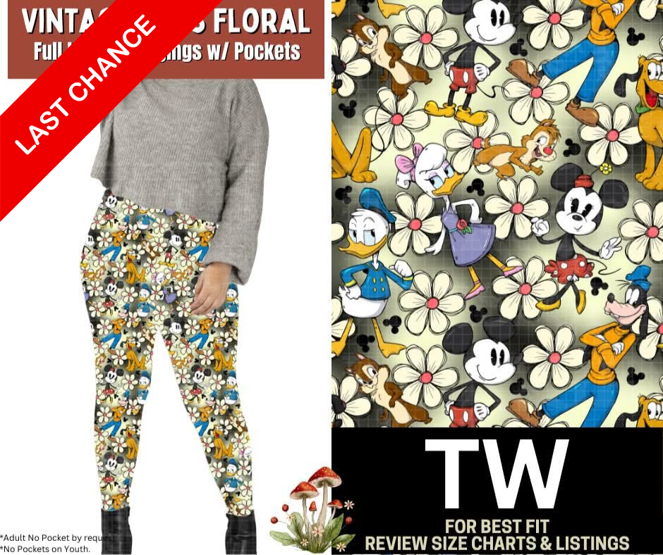 Vintage Pals Floral Full Length Leggings w/ Pockets