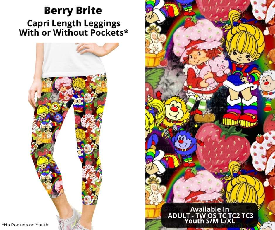 Berry Brite Capri Length Leggings w/ Pockets