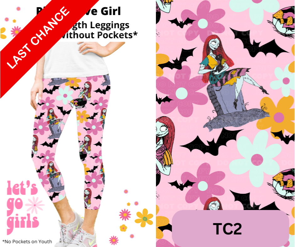 Pink Grave Girl Capri Length Leggings w/ Pockets