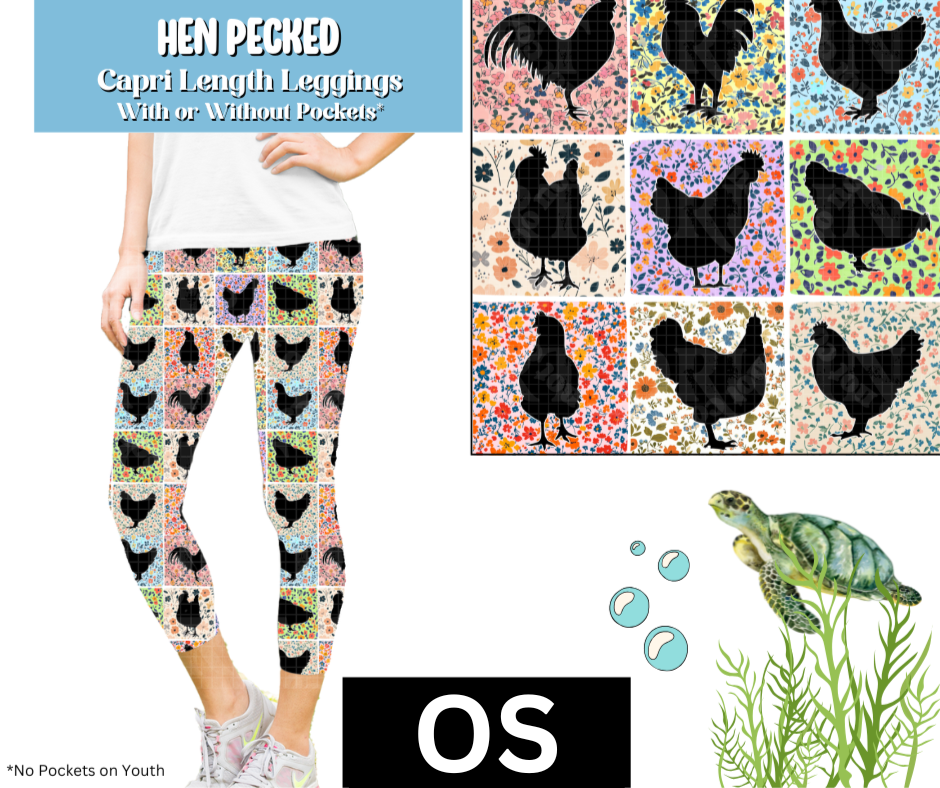 Hen Pecked Capri Length Leggings w/ Pockets