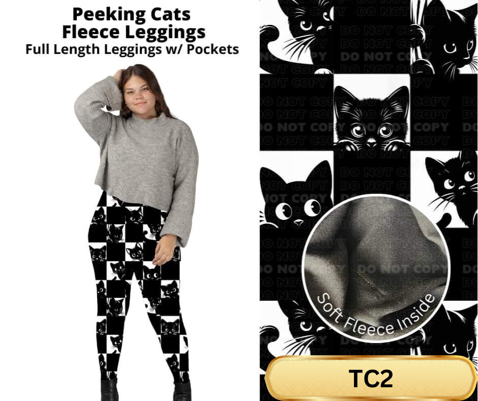 Peeking Cats Fleece Leggings