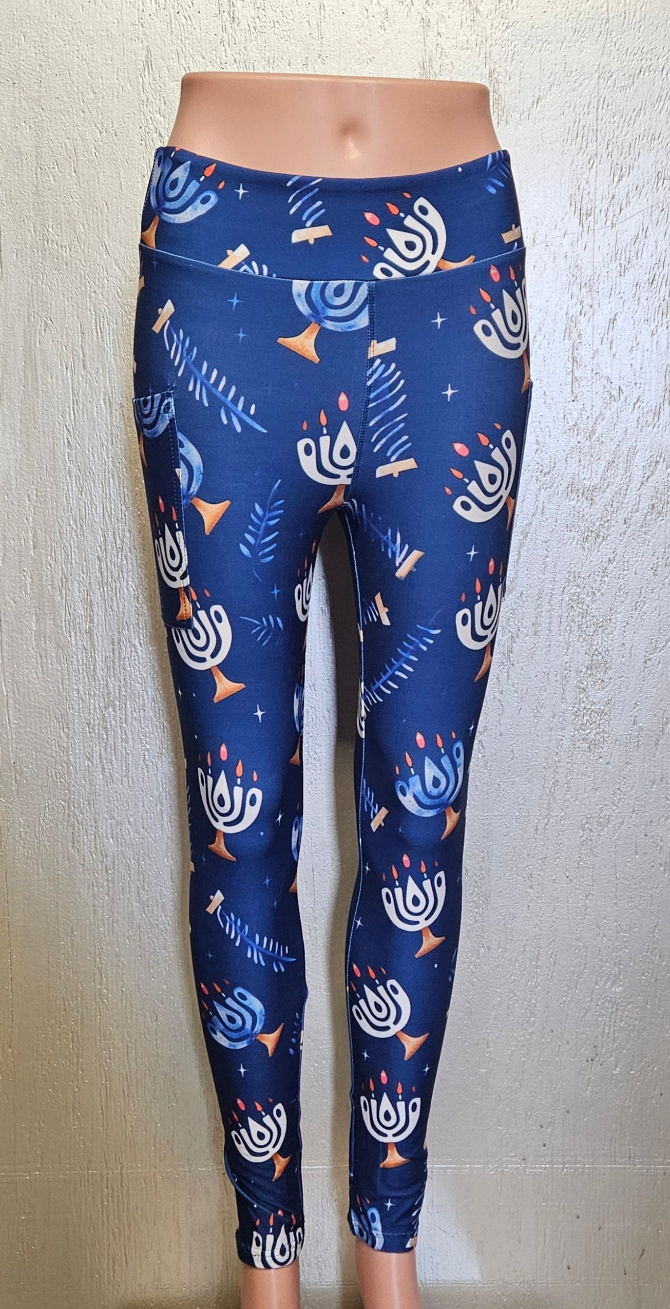 Hanukkah on Navy 2 capris and leggings with pockets
