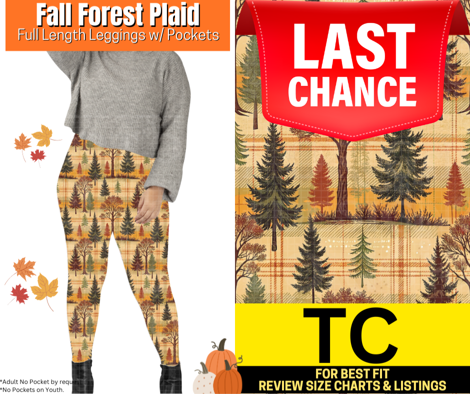 Fall Forest Plaid Full Length Leggings w/ Pockets