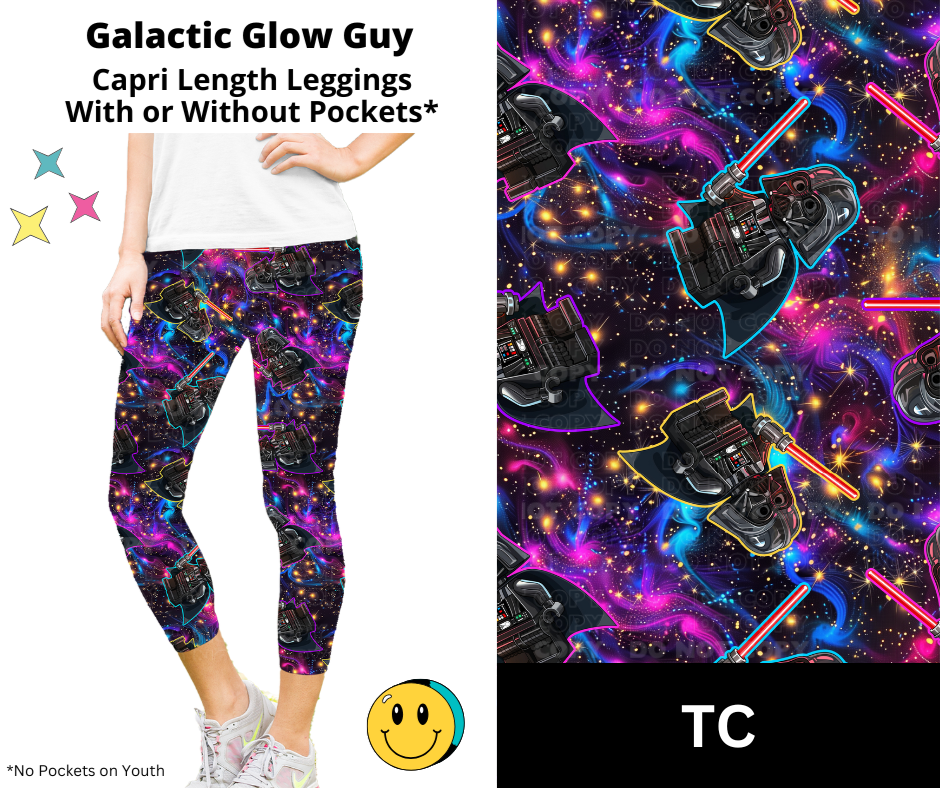 Galactic Glow Guy Capri Length Leggings w/ Pockets