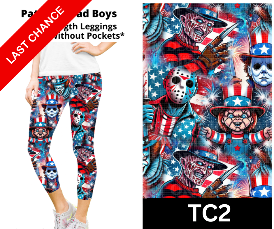 Patriotic Bad Boys Capri Length Leggings w/ Pockets