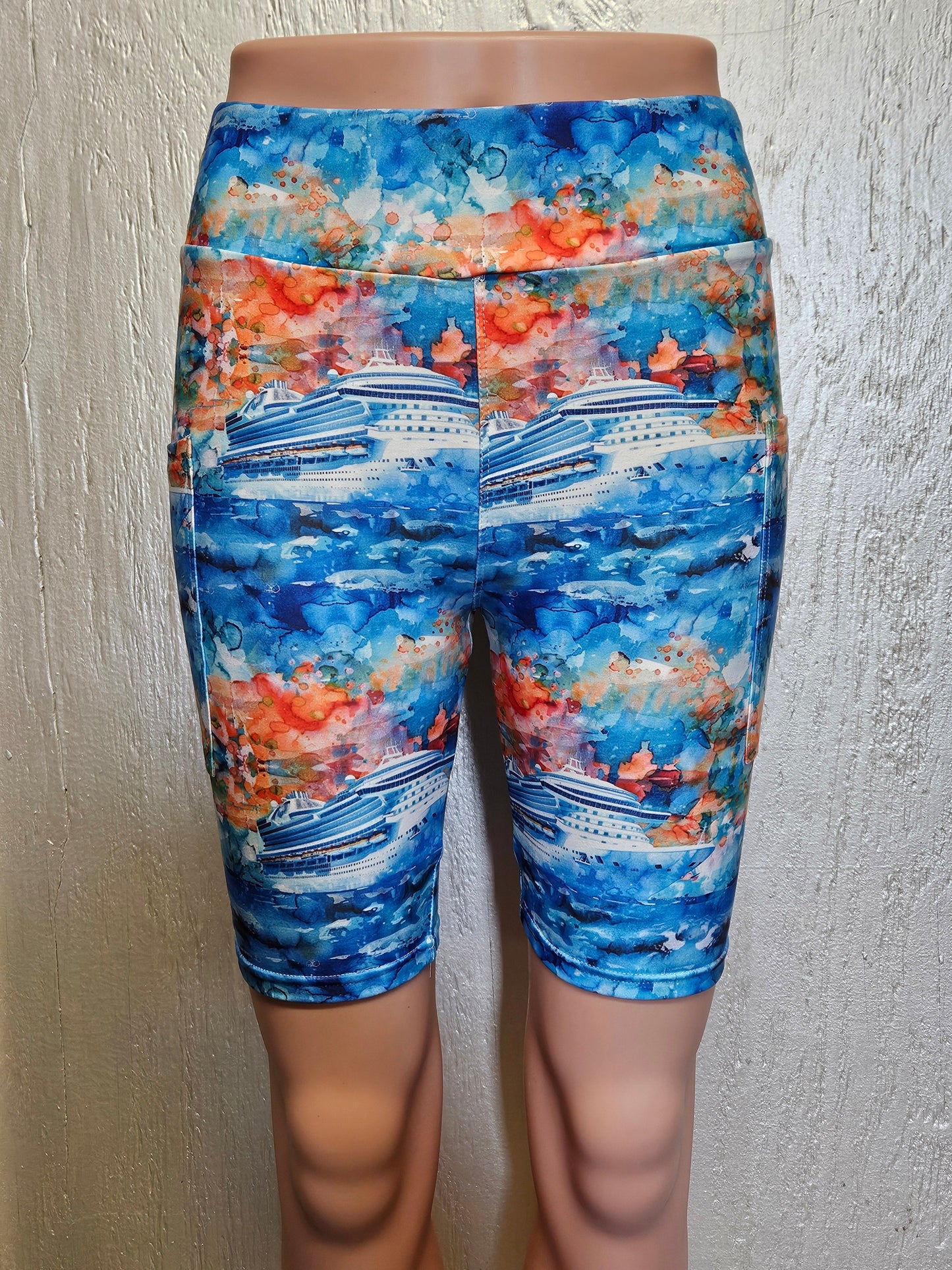 Ships at Sea capris, biker shorts and skorts with pockets