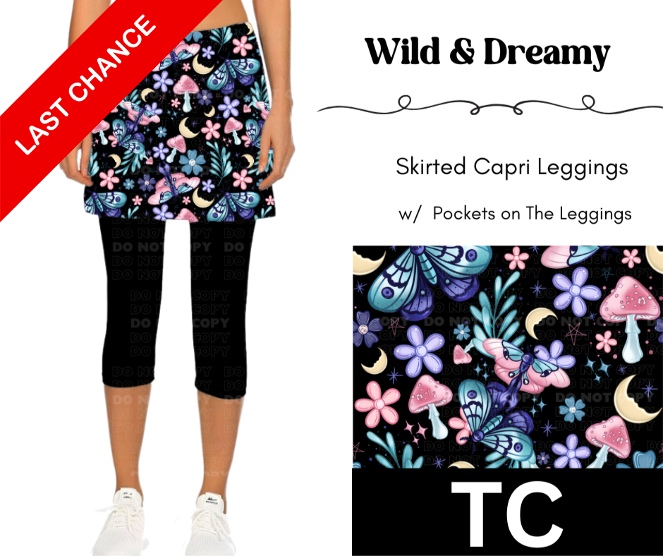 Wild & Dreamy Skirted Capri Length Leggings w/ Pockets