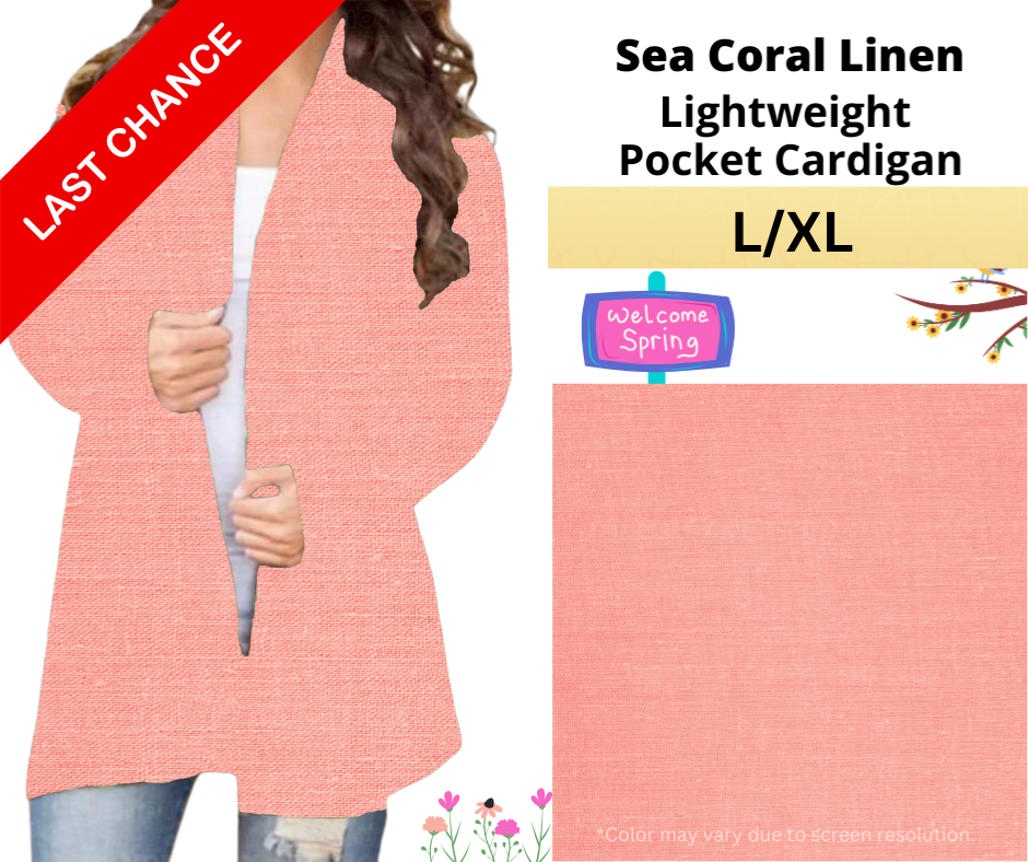 Sea Coral Linen Pocket Cardigan