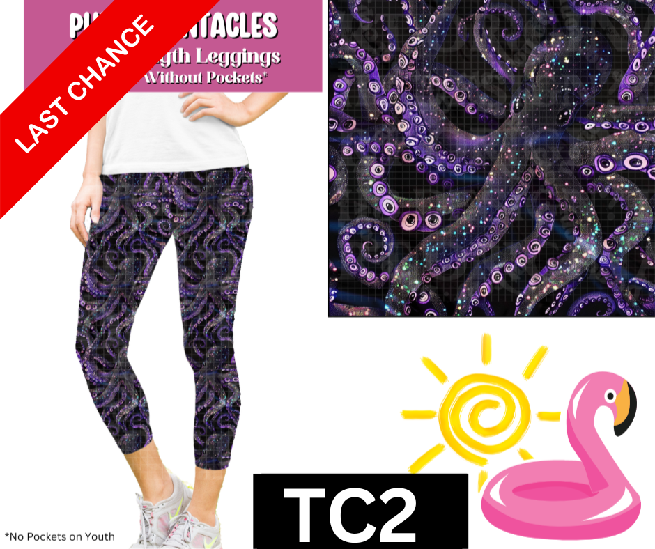 Purple Tentacles Capri Length Leggings w/ Pockets