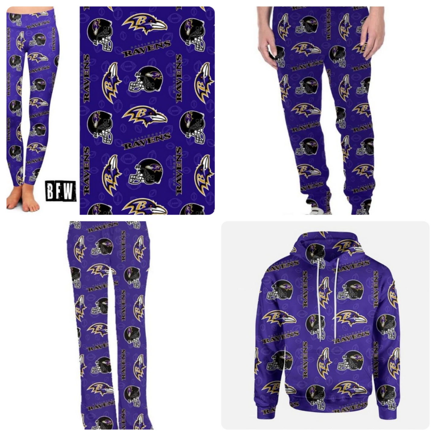 Baltimore leggings lounge pants, joggers and zip up hoodies