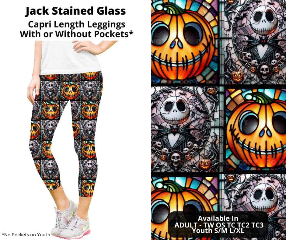 Jack Stained Glass Capri Length Leggings w/ Pockets