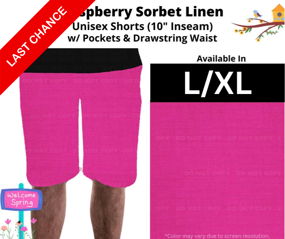 Raspberry Sorbet Linen Unisex Shorts