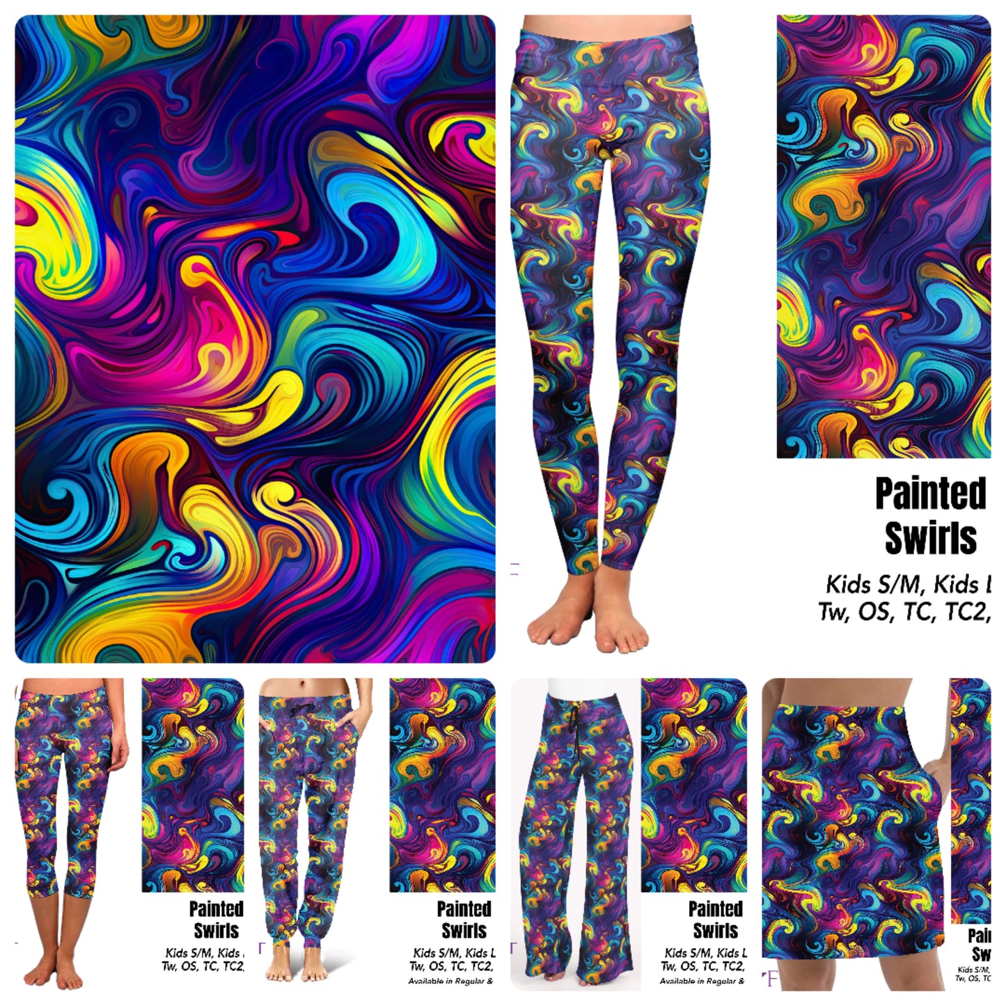 Painted Swirls leggings and capris with pockets
