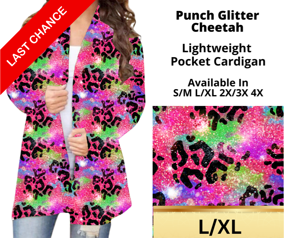 Punch Glitter Cheetah Pocket Cardigan