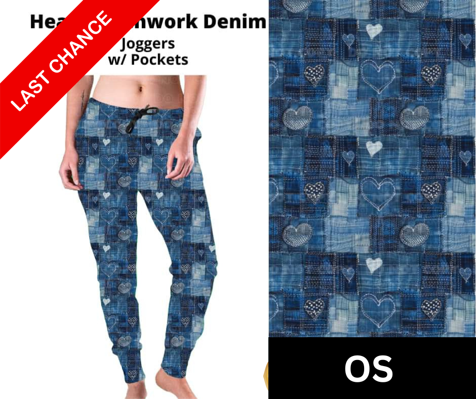 Heart Patchwork Denim Joggers