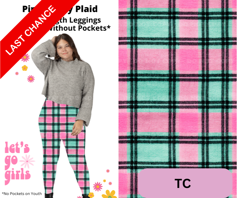 Pink Candy Plaid Full Length Leggings w/ Pockets