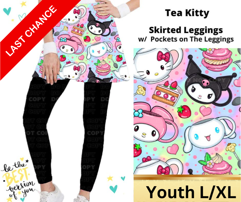 Tea Kitty Skirted Full Length Leggings w/ Pockets