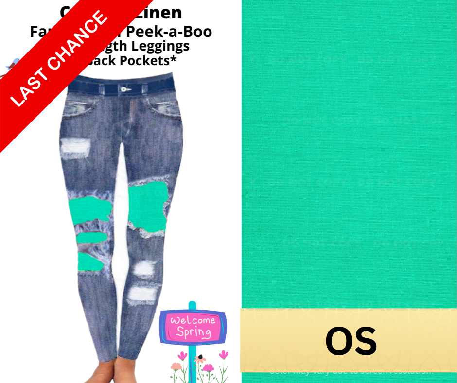 Cypress Linen Faux Denim Full Length Peekaboo Leggings