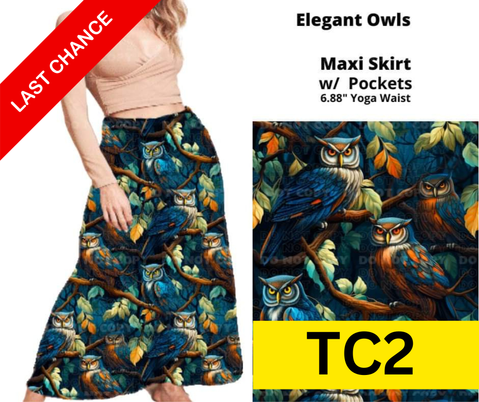 Elegant Owls Maxi Skirt