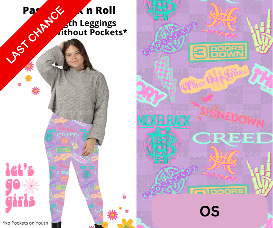 Pastel Rock n Roll Full Length Leggings w/ Pockets